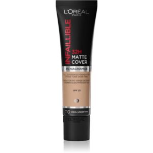 L’Oréal Paris Infallible 32H Matte Cover machiaj matifiant de lungă durată SPF 25 culoare 110 (Cool Undertone) 30 ml-Țena