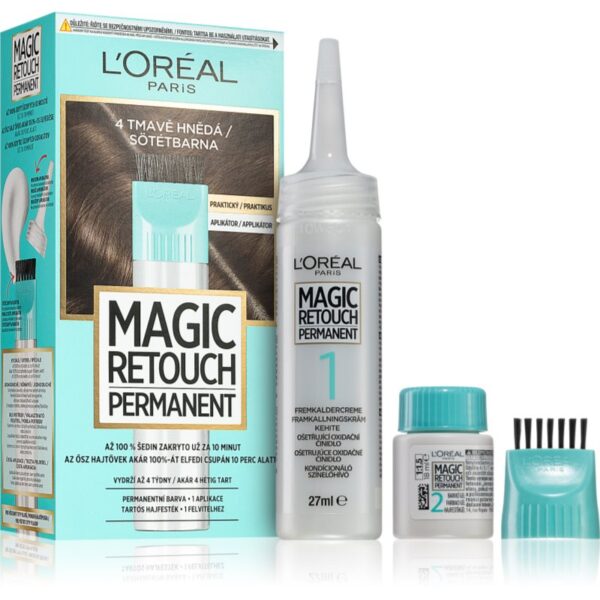 L’Oréal Paris Magic Retouch Permanent culoare de uniformizare pentru rădăcini cu aplicator culoare 4 DARK BROWN-ro