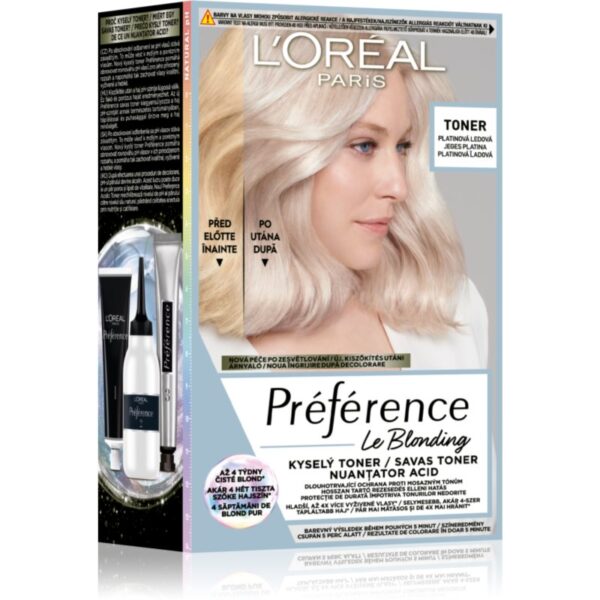 L’Oréal Paris Préférence Le Blonding Toner toner acid neutralizarea subtonurilor de alamă culoare 01 Platinum Ice 1 buc-Țena