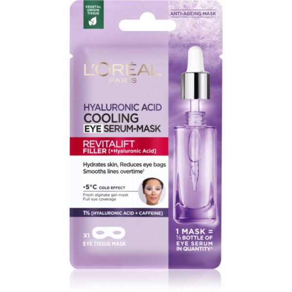 L’Oréal Paris Revitalift Filler Mască textilă cu efect de iluminare și hidratare pentru ochi 11 g-ro