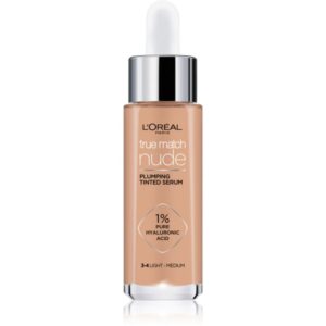L’Oréal Paris True Match Nude Plumping Tinted Serum ser pentru uniformizarea nuantei tenului culoare 3-4 Light Medium 30 ml-ro
