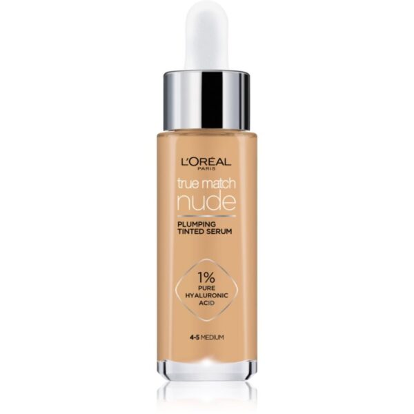 L’Oréal Paris True Match Nude Plumping Tinted Serum ser pentru uniformizarea nuantei tenului culoare 4-5 Medium 30 ml-ro