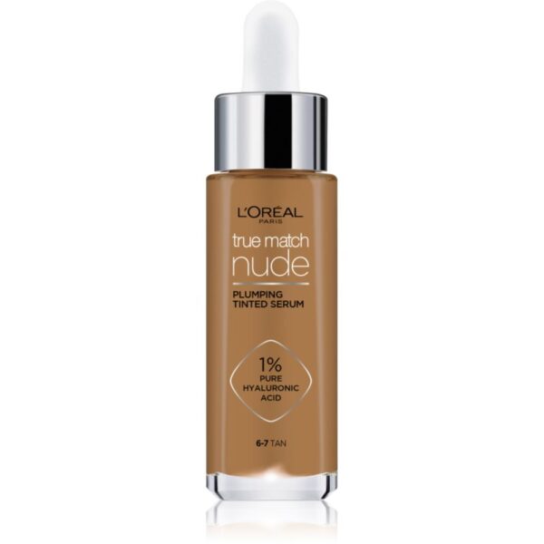 L’Oréal Paris True Match Nude Plumping Tinted Serum ser pentru uniformizarea nuantei tenului culoare 6-7 Tan 30 ml-ro