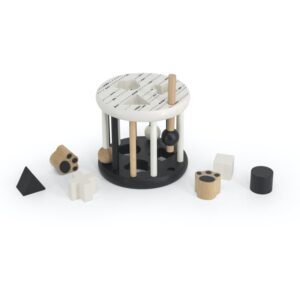Label Label Shape Sorting Wheel jucărie interactivă cu piese care se pot insera Black and White 1 buc-ro