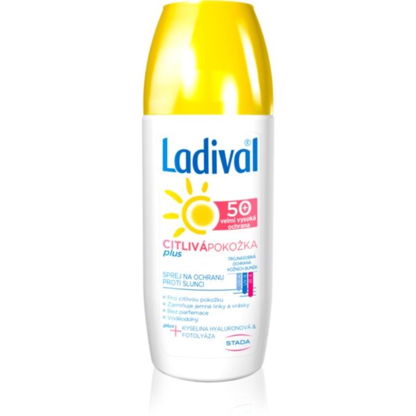 Ladival Sensitive Plus spray de protecție transparent împotriva îmbătrânirii pielii pentru pielea sensibilă SPF 50+ 150 ml-ro