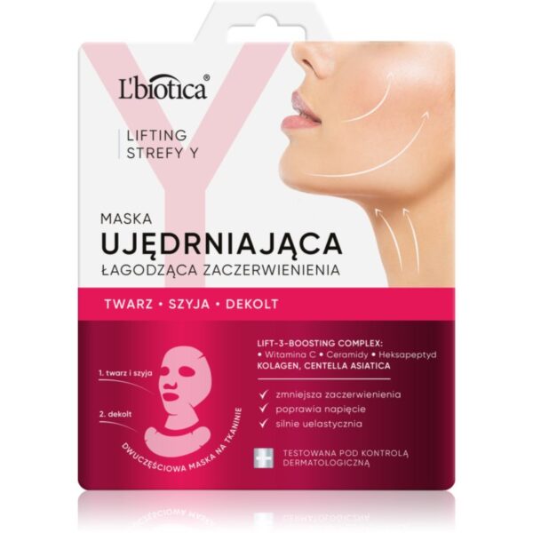 L’biotica Lifting Y Zone masca cu efect de lifting si fermitate pentru fata si decolteu 1 buc-Țena
