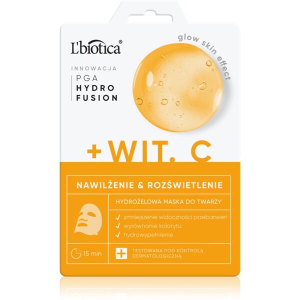 L’biotica PGA Hydro Fusion + Vitamin C mască intensă cu hidrogel pentru o piele mai luminoasa 1 buc-ro