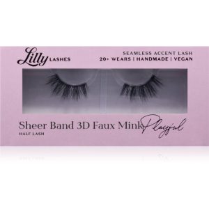 Lilly Lashes Sheer Band 3D Faux Mink Half Lash gene false tip Playful 1 pereche-Țena