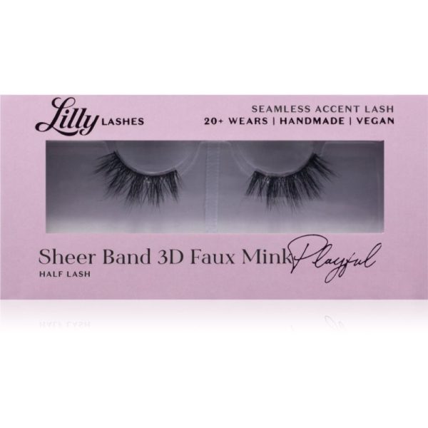 Lilly Lashes Sheer Band 3D Faux Mink Half Lash gene false tip Playful 1 pereche-Țena