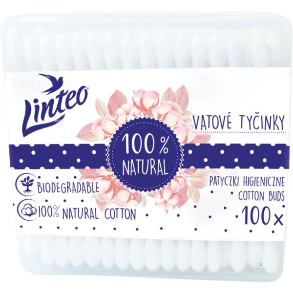 Linteo Natural bețișoare din bumbac cutie 100 buc-ro