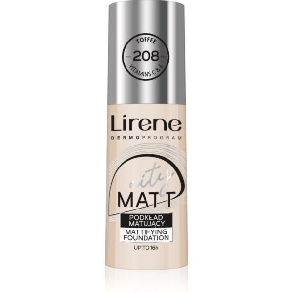 Lirene City Matt Make-up lichid matifiant cu efect de netezire culoare 208 Toffee 30 ml-Țena