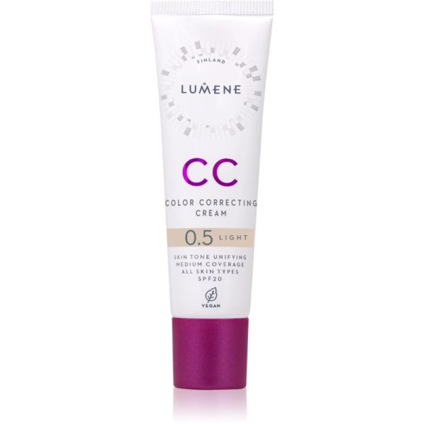 Lumene CC Color Correcting Cream Crema CC pentru un ten uniform SPF 20 culoare 0.5 Light 30 ml-Țena