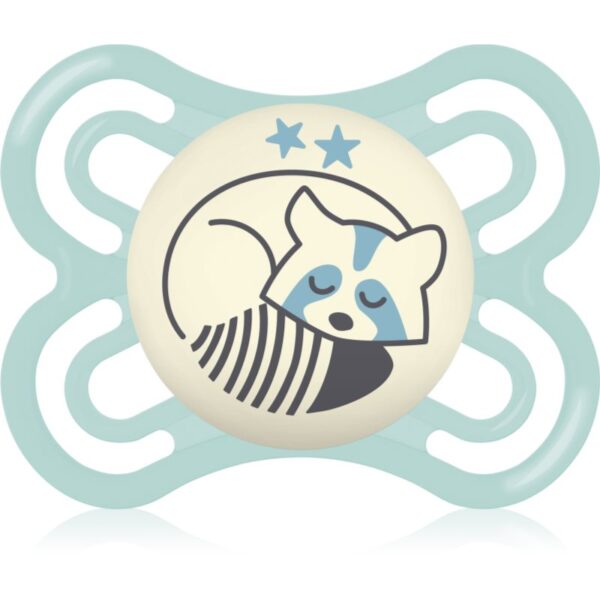 MAM Perfect Night 0+ months suzetă pentru noapte Turquoise Raccoon 1 buc-ro