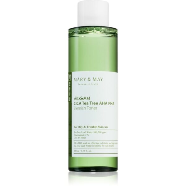 MARY & MAY Cica Tea Tree AHA PHA calmant tonic pentru ten acneic 200 ml-ro