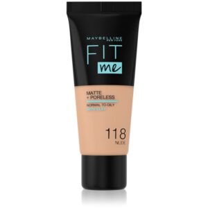 MAYBELLINE NEW YORK Fit Me! Matte+Poreless machiaj mat pentru piele normală și grasă culoare 118 Nude 30 ml-ro
