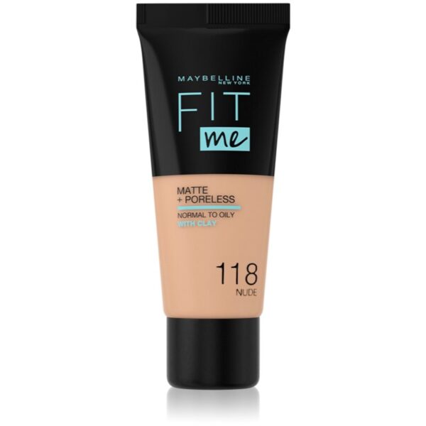 MAYBELLINE NEW YORK Fit Me! Matte+Poreless machiaj mat pentru piele normală și grasă culoare 118 Nude 30 ml-ro