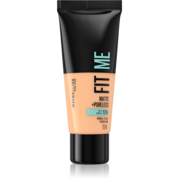 MAYBELLINE NEW YORK Fit Me! Matte+Poreless machiaj mat pentru piele normală și grasă culoare 124 Soft Sand 30 ml-Țena