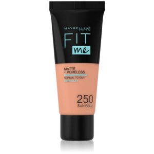 MAYBELLINE NEW YORK Fit Me! Matte+Poreless machiaj mat pentru piele normală și grasă culoare 250 Sun Beige 30 ml-ro