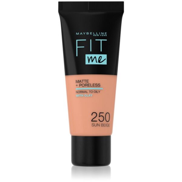 MAYBELLINE NEW YORK Fit Me! Matte+Poreless machiaj mat pentru piele normală și grasă culoare 250 Sun Beige 30 ml-ro