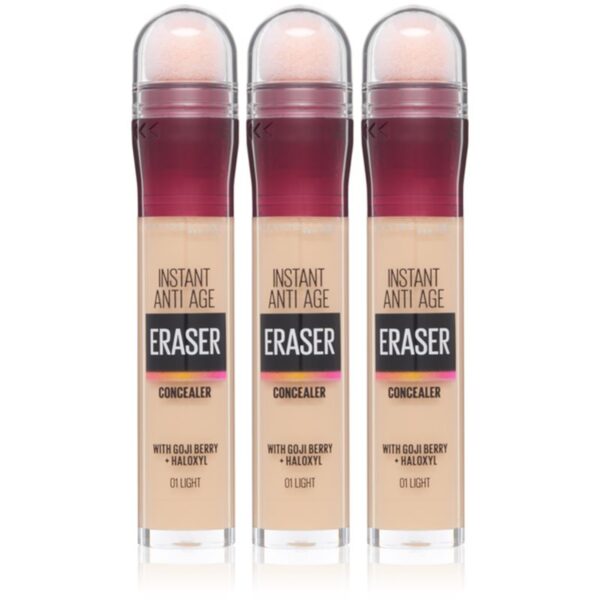 MAYBELLINE NEW YORK Instant Anti Age Eraser corector lichid cu aplicator de burete ambalaj economic culoare 01 Light-Țena