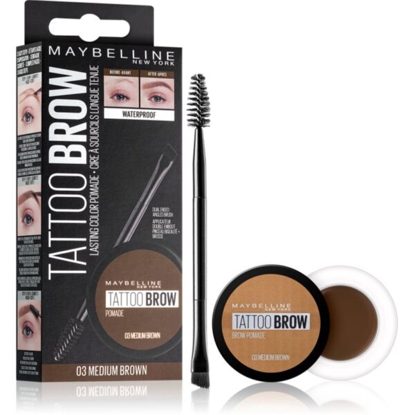 MAYBELLINE NEW YORK Tattoo Brow pomadă din gel pentru sprâncene culoare 03 Medium Brown 3.5 ml-ro