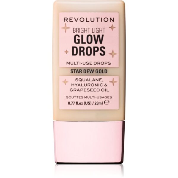 Makeup Revolution Bright Light Glow Drops iluminator lichid culoare Golden Star Dew 23 ml-ro
