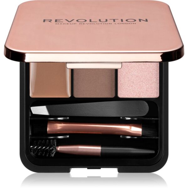 Makeup Revolution Brow Sculpt Kit set pentru sprancene perfecte culoare Brown 2.2 g-Țena