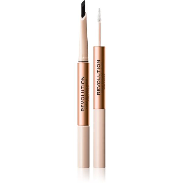 Makeup Revolution Fluffy Brow Filter Duo creion dermatograf cu două capete pentru sprâncene pentru fixare și formă culoare Ash Brown 0.12 g-ro