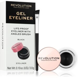 Makeup Revolution Gel Eyeliner Pot eyeliner-gel cu pensula culoare Black 3 g-ro
