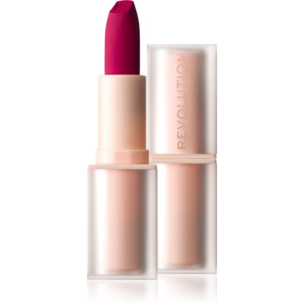 Makeup Revolution Lip Allure Soft Satin Lipstick ruj cremos cu finisaj satinat culoare Material Girl Wine 3