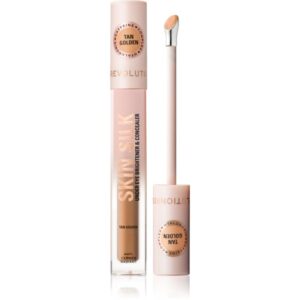 Makeup Revolution Skin Silk Under Eye Brightener & Concealer corector iluminator culoare Tan Golden 4 ml-Țena