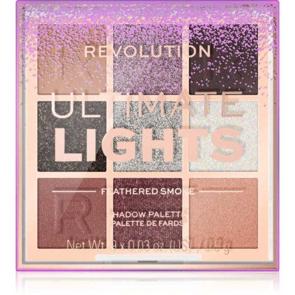 Makeup Revolution Ultimate Lights paletă cu farduri de ochi culoare Smoke 8