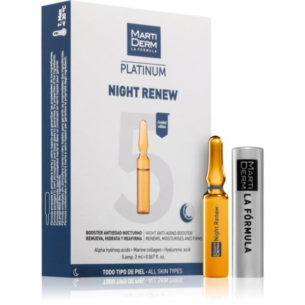 MartiDerm Platinum Night Renew ser intensiv pentru stimularea secreției de colagen 5x2 ml-Țena