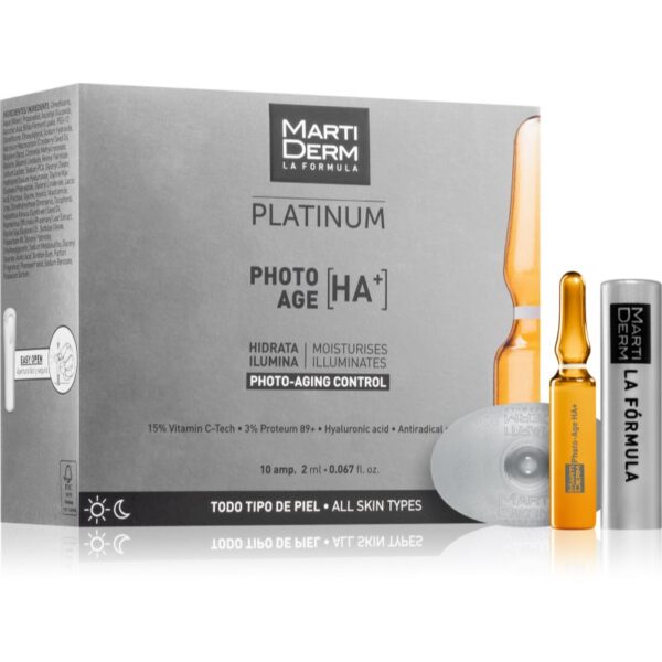 MartiDerm Platinum Photo Age HA+ ser facial anti-îmbătrânire in fiole cu vitamina C 10x2 ml-ro