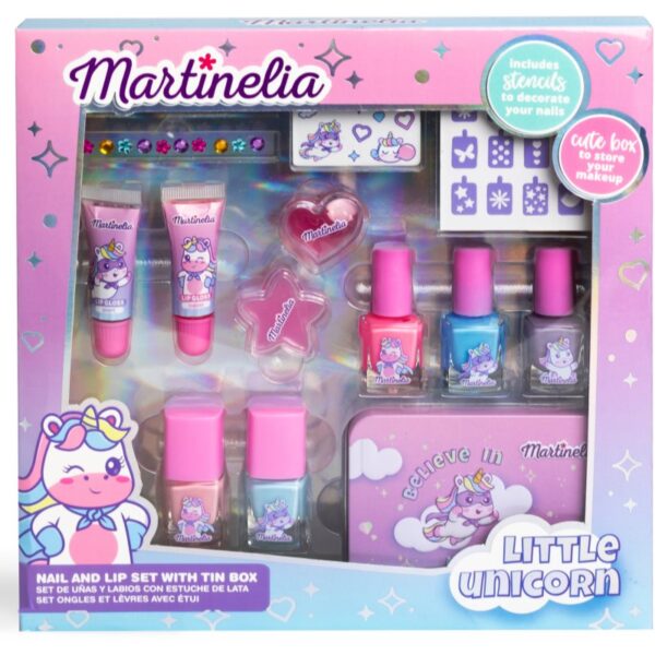 Martinelia Little Unicorn Nail&Lip SET With Tinbox set pentru copii 3+-ro