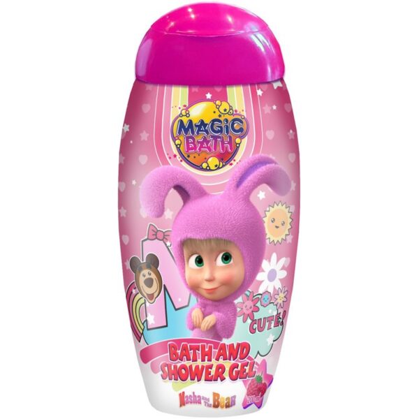 Masha & The Bear Magic Bath Bath & Shower Gel gel de dus si baie pentru copii Raspberry 200 ml-ro
