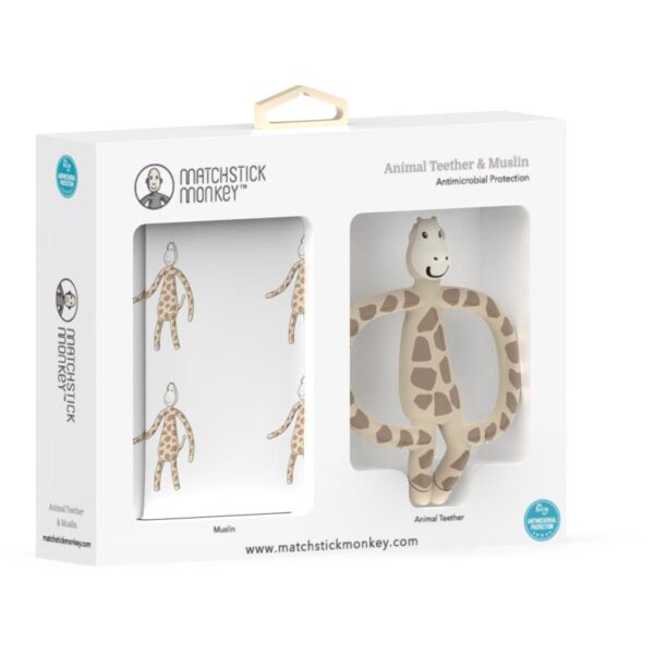 Matchstick Monkey Animal Teether & Muslin Giraffe set cadou pentru copii-ro