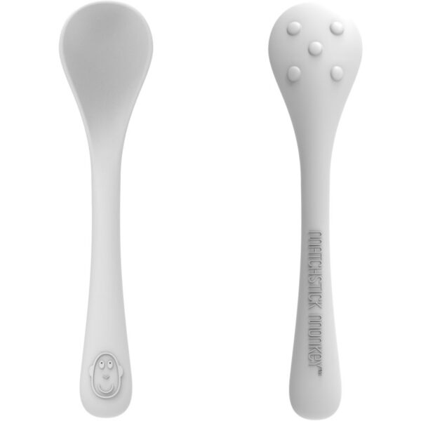 Matchstick Monkey Feeding Spoons linguriță pentru copii Cool Grey 2 buc-ro