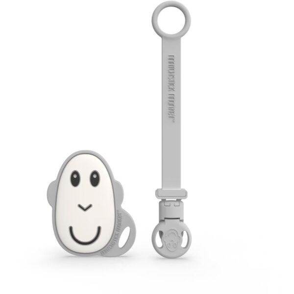 Matchstick Monkey Flat Face Teether & Soother Clip set cadou pentru copii Grey-Țena