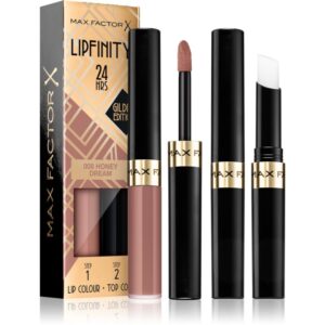 Max Factor Lipfinity Gilded Edition ruj cu persistenta indelungata balsam culoare 008 Honey Dream 4