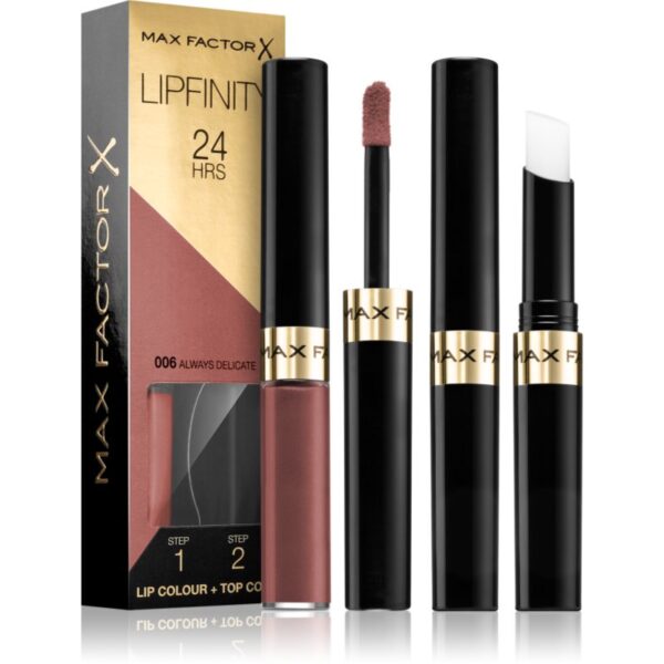 Max Factor Lipfinity Lip Colour ruj cu persistenta indelungata balsam culoare 006 Always Delicate 4