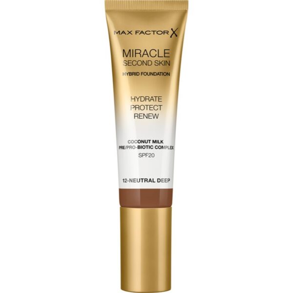 Max Factor Miracle Second Skin fond de ten crema hidratant SPF 20 culoare 12 Neutral Deep 30 ml-ro