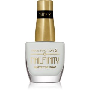 Max Factor Nailfinity Matte Top Coat lac gel de unghii pentru acoperirea superioară cu efect matifiant culoare 101 Velvet Curtain 12 ml-ro
