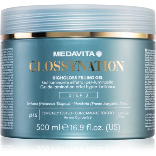 Medavita Glossynation Highgloss Filling Gel gel de par laminovací gel se zrcadlovým efektem 500 ml-Țena