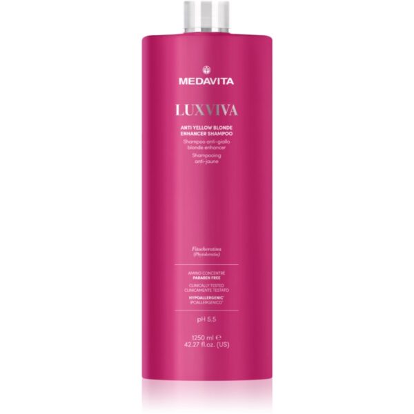 Medavita LUXVIVA Anti-Yellow Shampoo sampon pentru protectia culorii parului blond 1250 ml-Țena