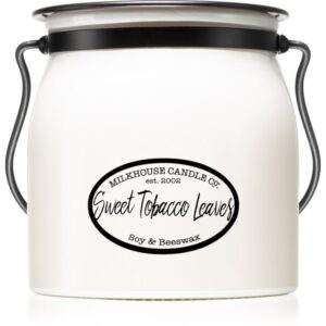 Milkhouse Candle Co. Creamery Sweet Tobacco Leaves lumânare parfumată Butter Jar 454 g-ro