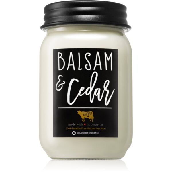 Milkhouse Candle Co. Farmhouse Balsam & Cedar lumânare parfumată Mason Jar 368 g-ro