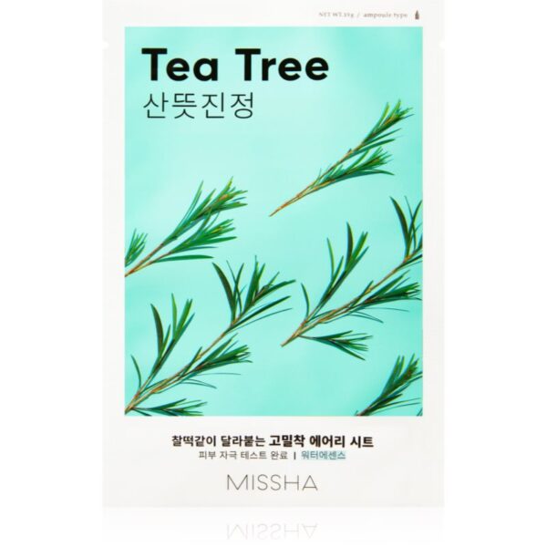 Missha Airy Fit Tea Tree masca de celule cu efect de curatare si reimprospatare pentru piele sensibilă 19 g-ro