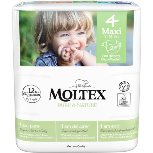 Moltex Pure & Nature Maxi Size 4 scutece ECO de unică folosință 7-14 kg 29 buc-Țena