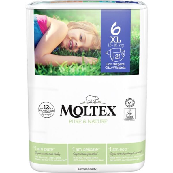 Moltex Pure & Nature XL Size 6 scutece ECO de unică folosință 13-18 kg 21 buc-Țena